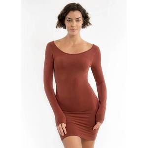 NEW ELIETIAN reversible long sleeve dress in sienna